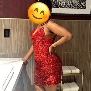 Fashion Nova Glittering Red Mini Dress